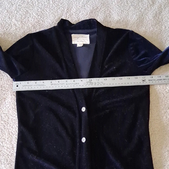 Evy's Tree Deep Blue Velvet Cardigan - Picture 4 of 7